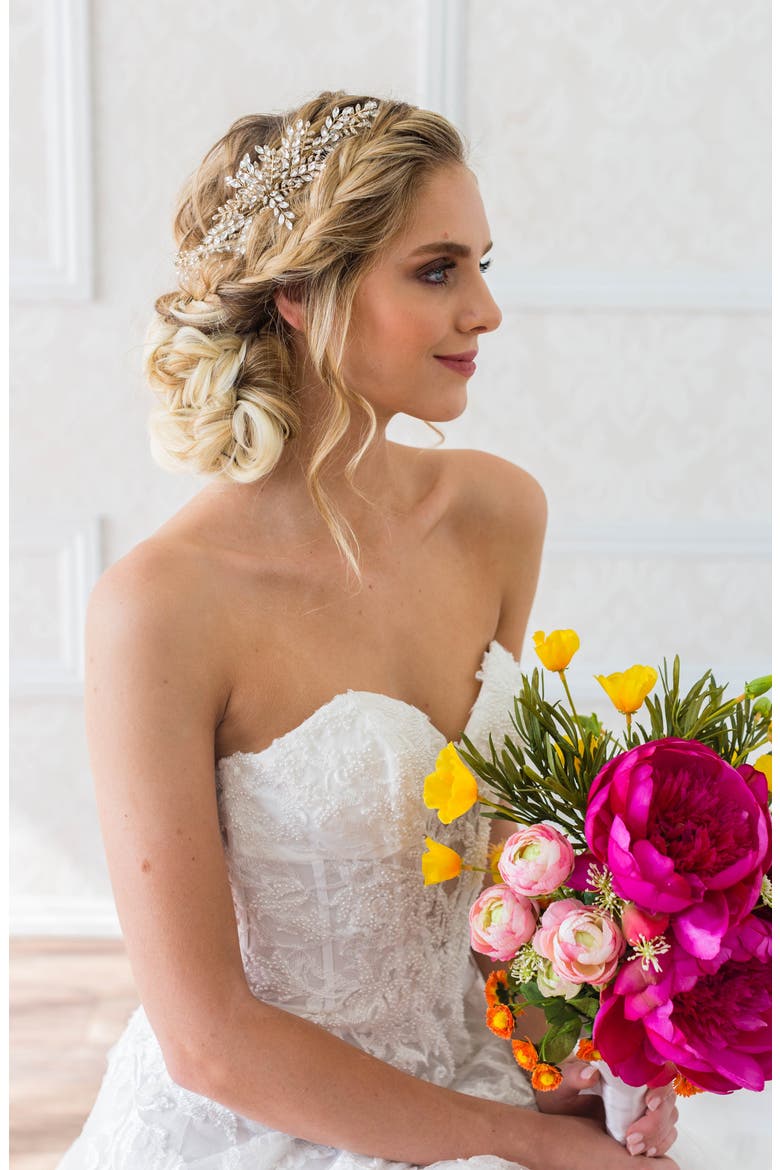 Serena Crystal Hair Comb, Alternate, color, GOLD