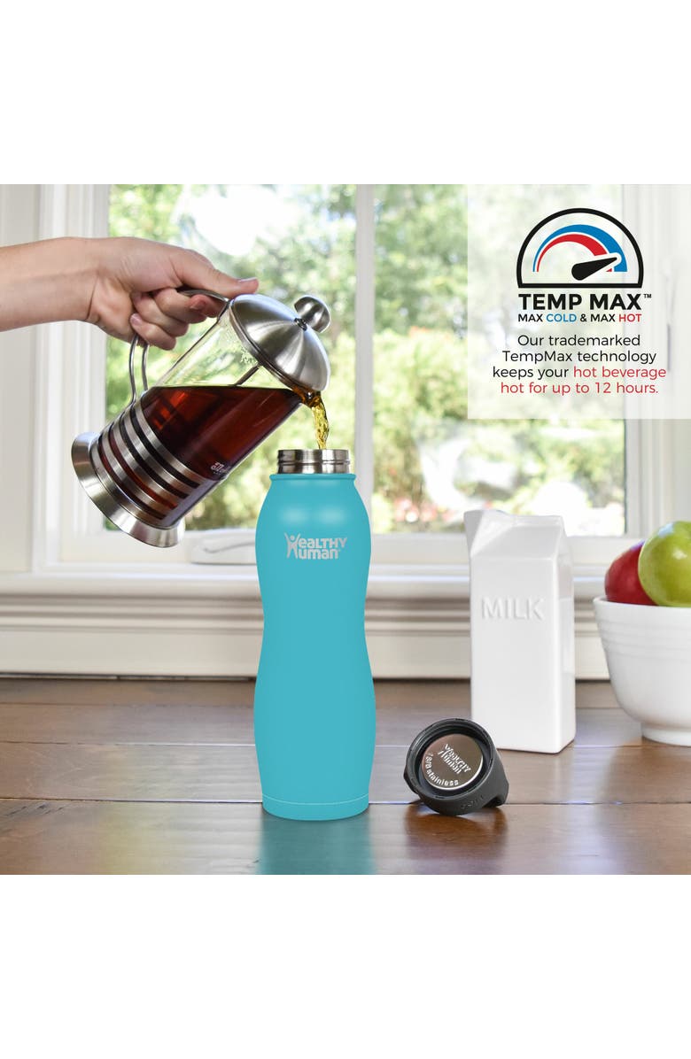 Healthy Human Stainless Steel Curve Water Bottle, 21 oz Glacier, Alternate, color, 