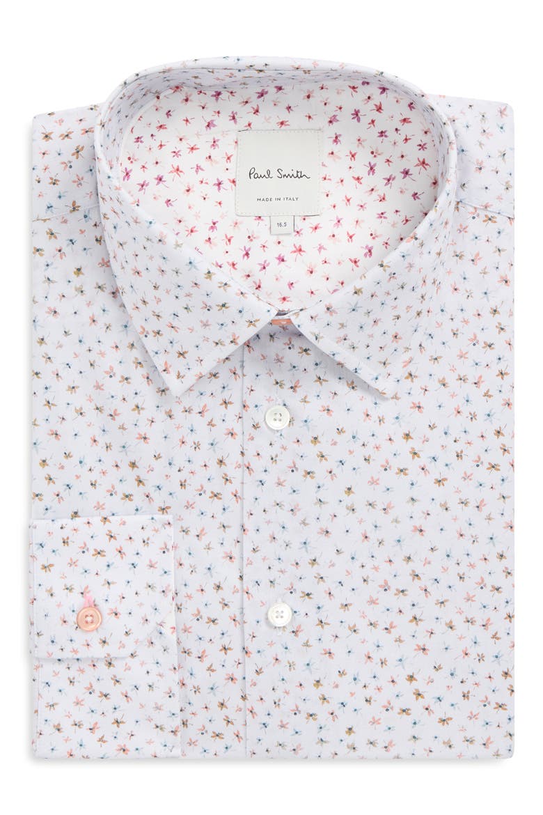 Floral Organic Cotton Shirt, Main, color, GREY
