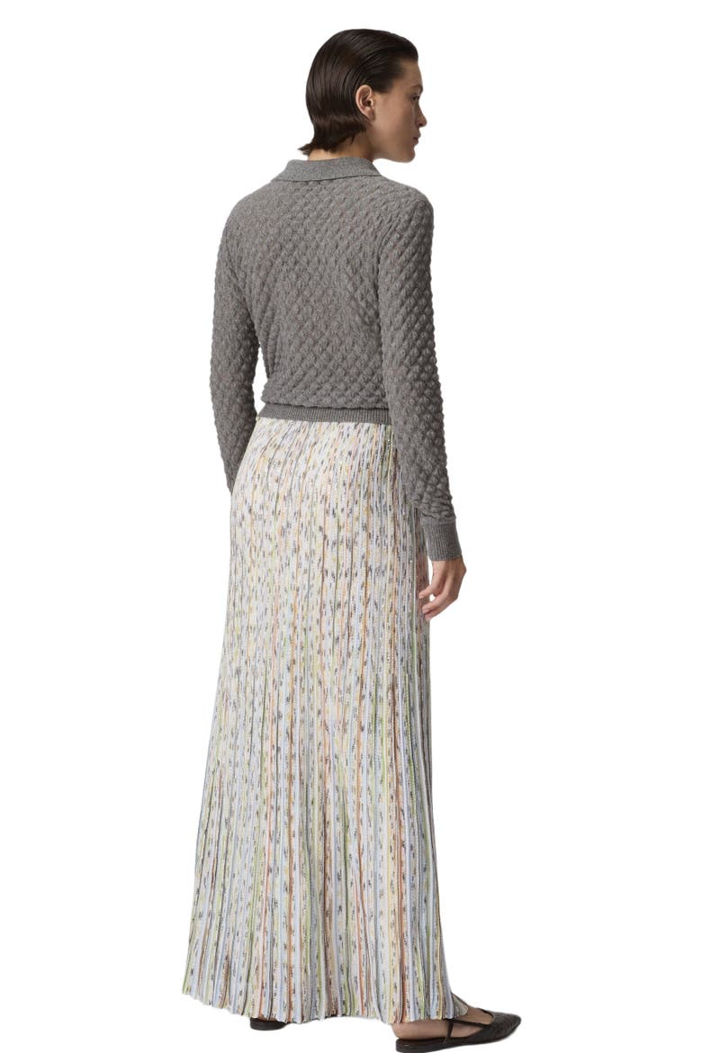 Long Skirt In Ribbed Space-dye Viscose With Sequins, Alternate, color, Multicoloured