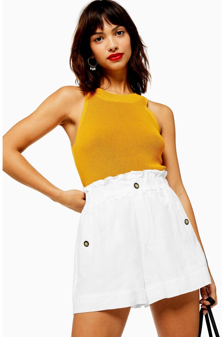 Paperbag Waist Shorts, Alternate, color, WHITE