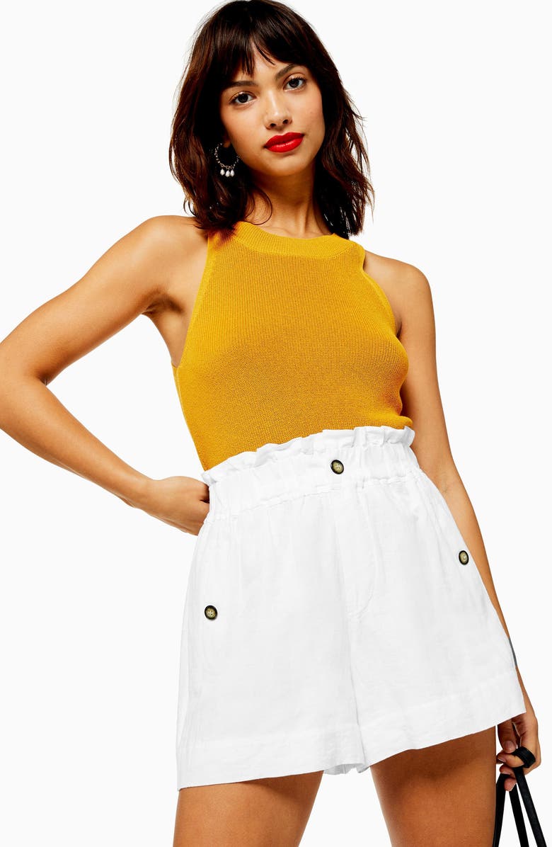 Topshop Paperbag Waist Shorts, Alternate, color, 