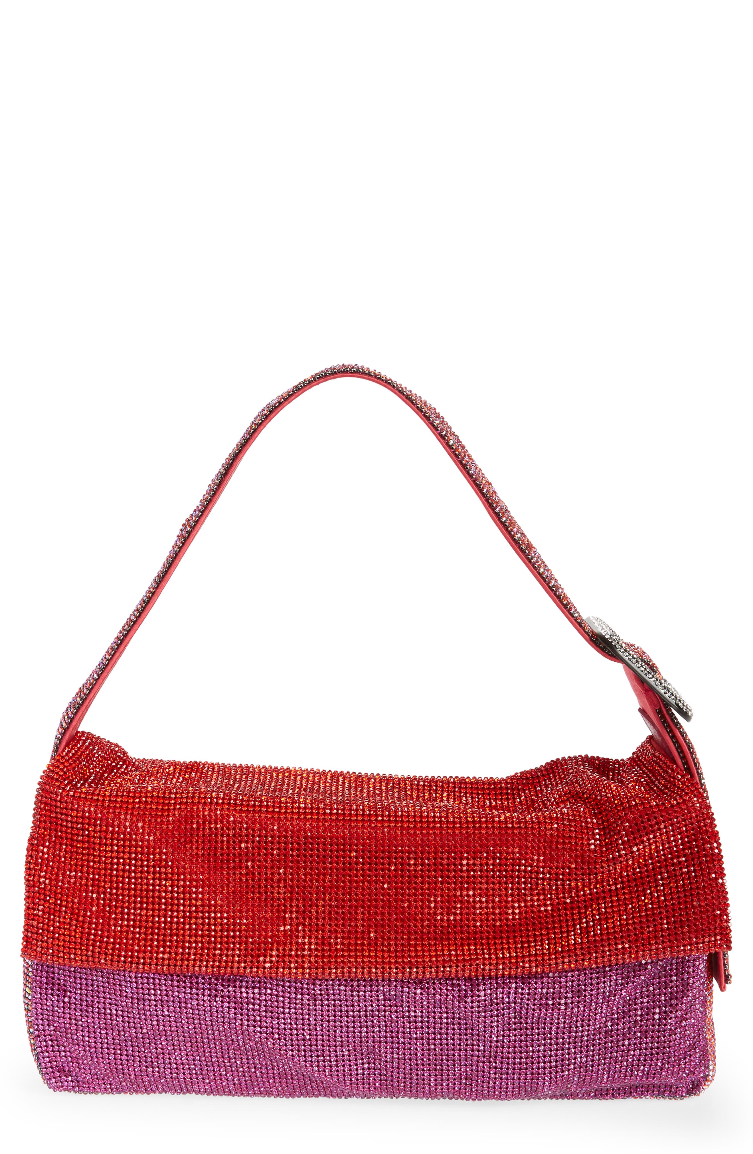 Benedetta Bruzziches Vitty La Grande Colorblock Crystal Mesh Shoulder Bag, Main, color, 