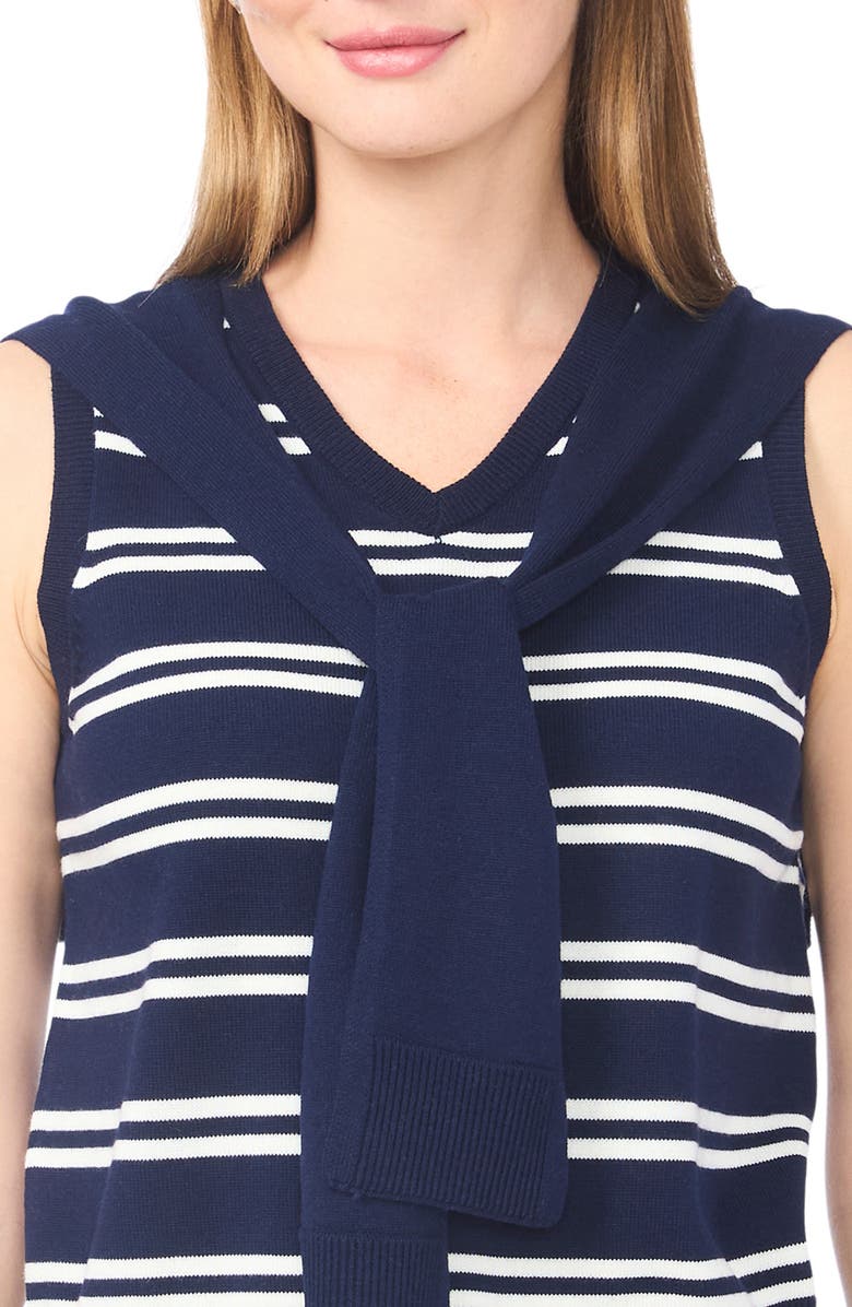 Halogen<sup>®</sup> Tie Shoulder Sleeveless Stripe Sweater, Alternate, color, Classic Navy/Ivory