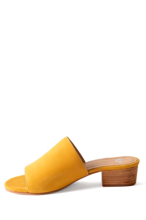Fortress Rachel Heeled Slide Sandal In Amber Suede