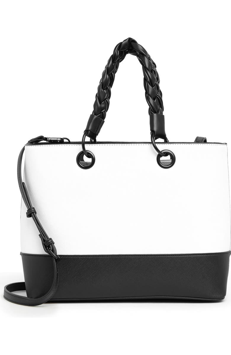 Betsey Johnson Braided Top Handle Tote Bag, Main, color,