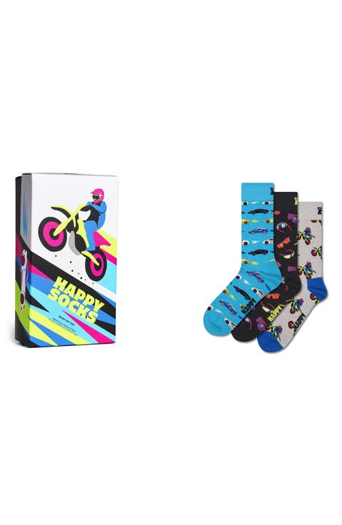 Assorted 3-Pack Fast Sports Cotton Blend Socks Gift Box