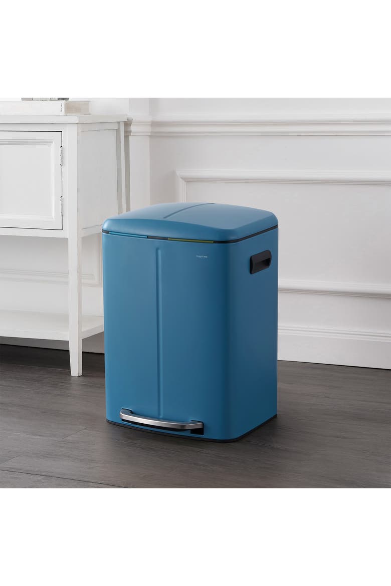 Marco Rectangular Dual Compartment Trash Can with Soft-Close Lid, Alternate, color, Bright Cobalt Blue
