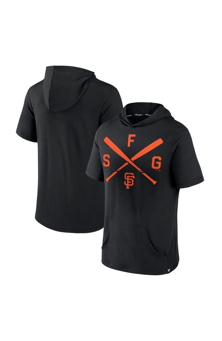 FANATICS Men's Fanatics Black San Francisco Giants Iconic Rebel Short Sleeve Hooded Top, Main, color, Black