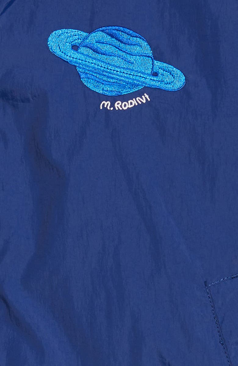 Mini Rodini Kids' Planet Embroidered Recycled Nylon Jacket, Alternate, color, Blue