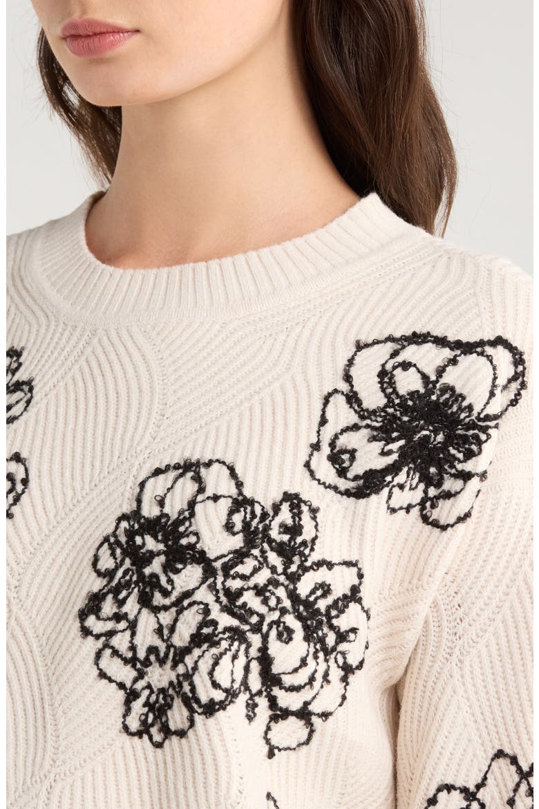 Embroidered Crewneck Sweater, Alternate, color, SUGAR HEATHER