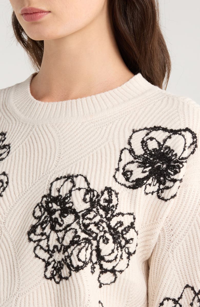 Vince Camuto Embroidered Crewneck Sweater, Alternate, color, Sugar Heather