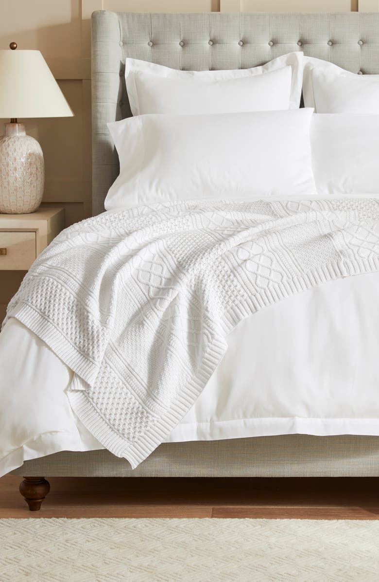Boll & Branch Aran Knit Organic Cotton Blanket, Alternate, color,