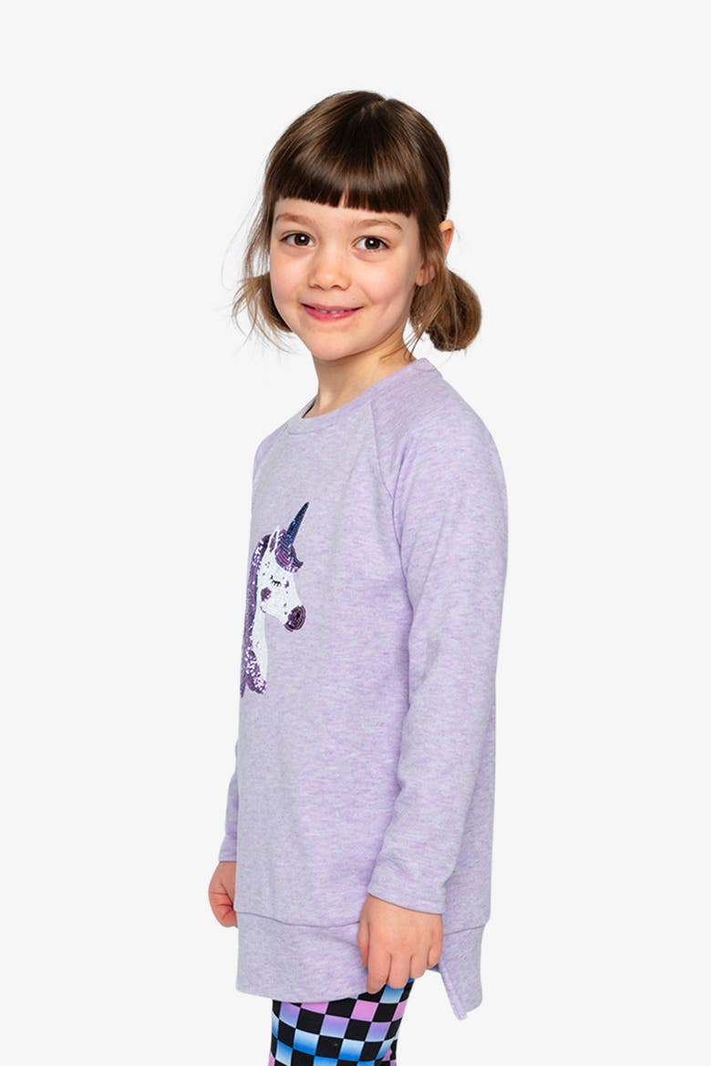 Brushed Jersey Sequin Unicorn Tunic, Alternate, color, Violet