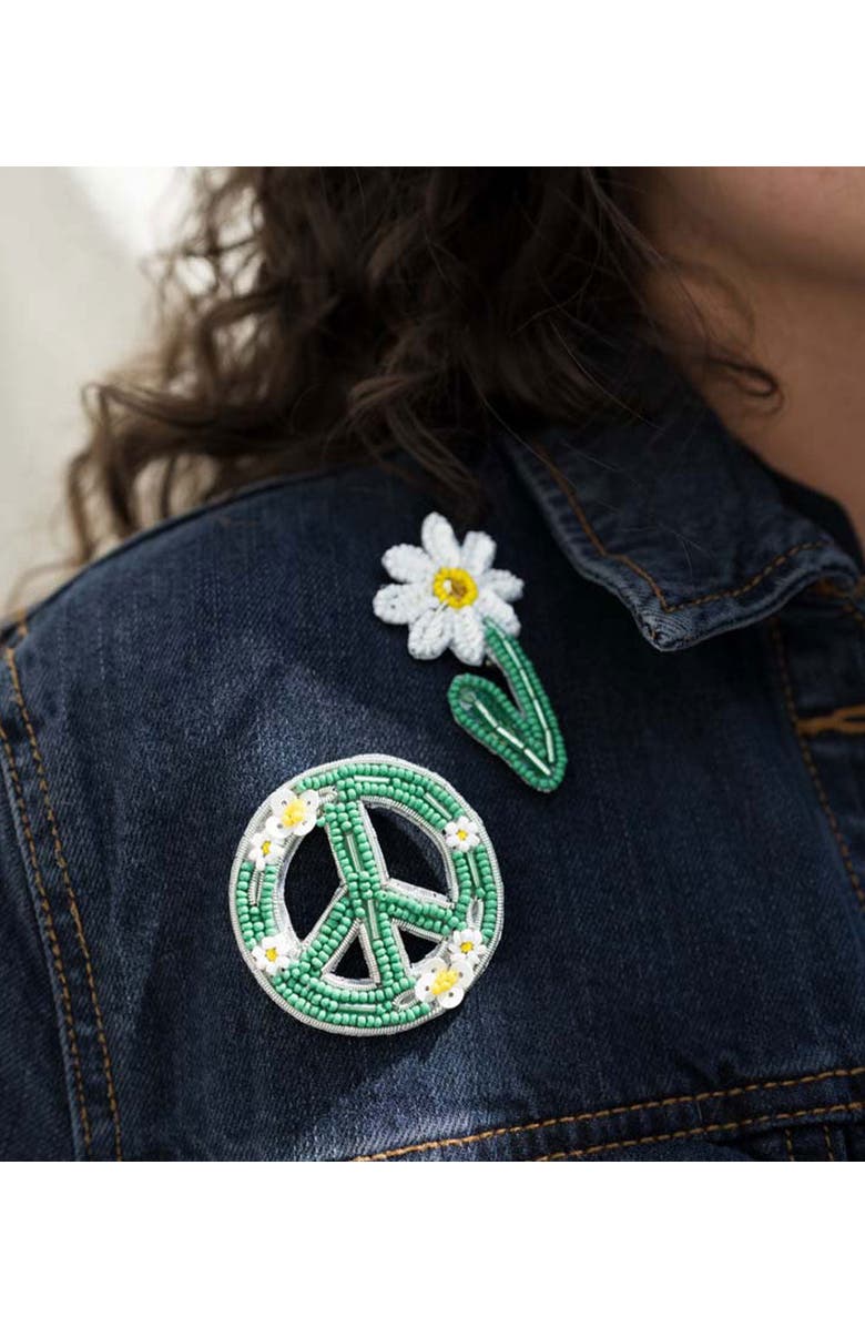 Matr Boomie Bala Mani Beaded Peace Brooch Pin, Alternate, color, Green