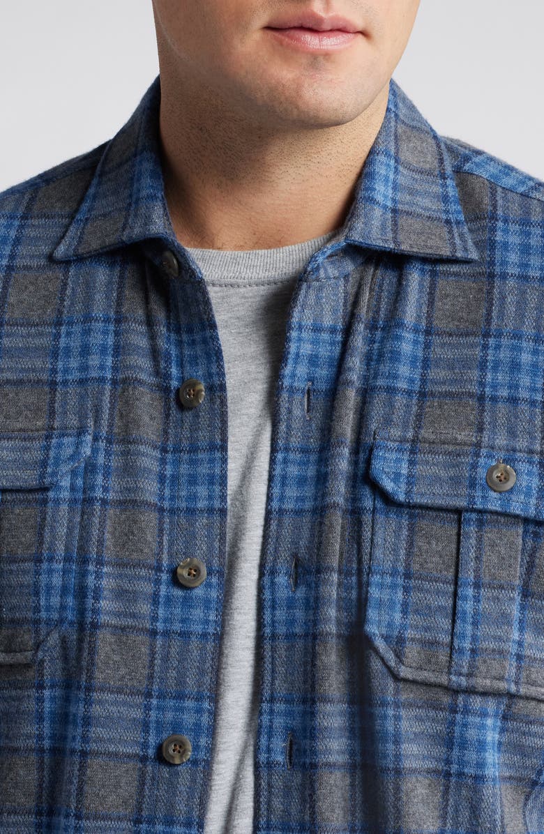 johnnie-O Waites Plaid Brushed Knit Button-Up Shirt, Alternate, color,