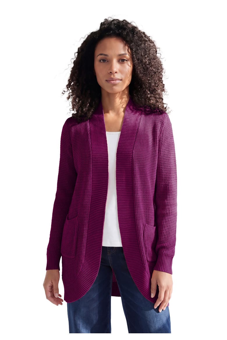 Waffle Cardigan, Main, color, DARK BERRY