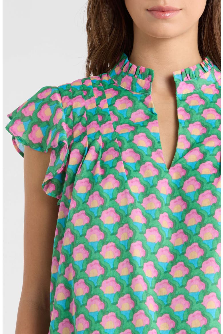Cindi Cotton Ruffle Top, Alternate, color, GREEN PINK