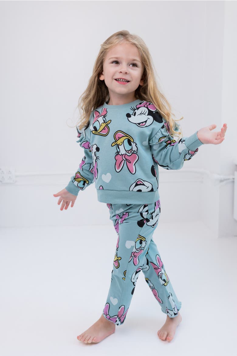 Minnie Mouse Fleece Sweatshirt and Flare Leggings Set, Alternate, color, Teal Minnie Daisy