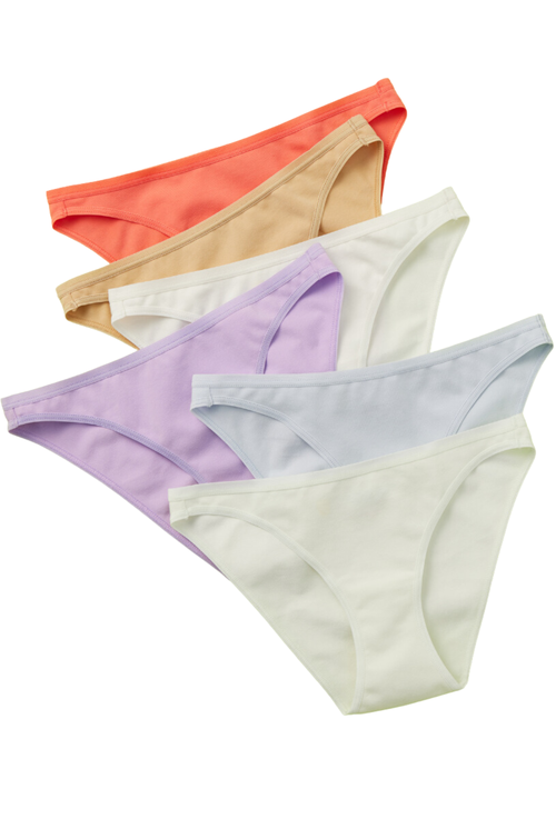Yellowberry Petal Pima Cotton Bikini Underwear 6pk In Soft Seas