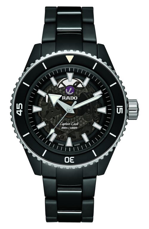 RADO Captain Cook High Tech Ceramic Automatic Bracelet Watch, 43mm in Black at Nordstrom