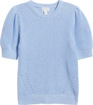 Caslon® Elbow Sleeve Cotton Sweater