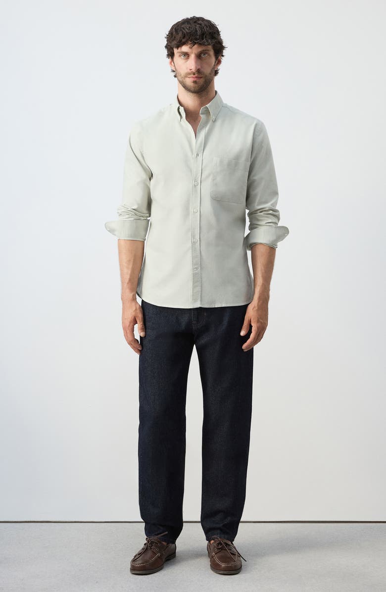 MANGO Regular Fit Oxford Button-Down Shirt, Alternate, color, Pastel Green