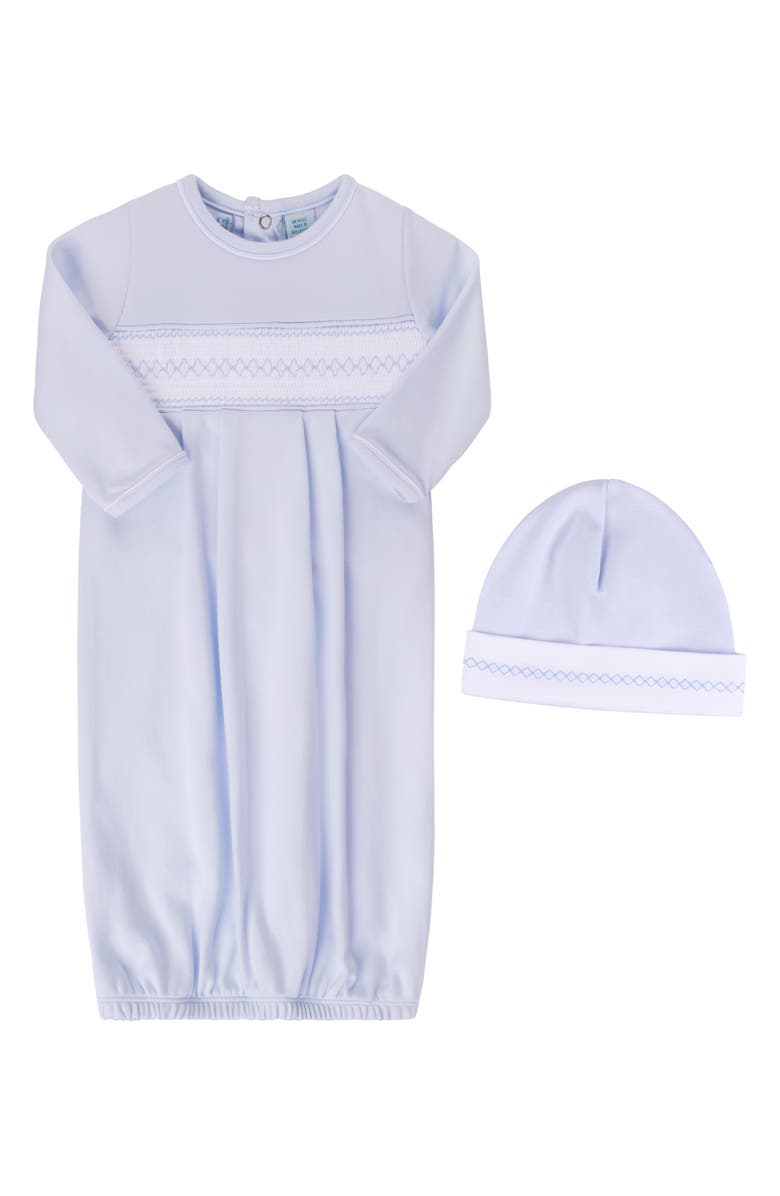Feltman Brothers Smocked Argyle Cotton Gown & Bonnet Set, Main, color, 