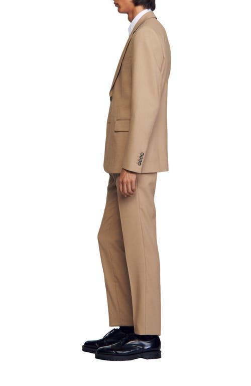 Sandro Wool Suit Jacket In Beige