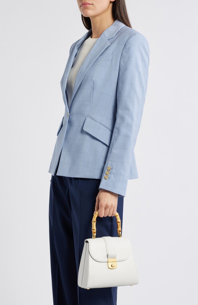 Veronica Beard Avenue Leather Bamboo Top Handle Bag, Alternate, color,