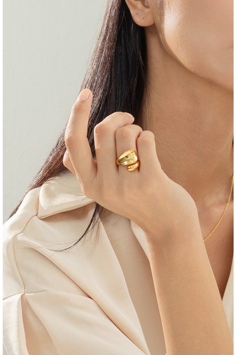 14k Gold Plated Shirley Ring Statement Chic Trendy Statement, Alternate, color, Gold