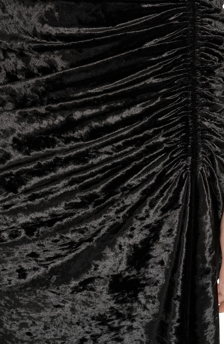 DKNY Panne Velvet Midi Dress, Alternate, color, Black