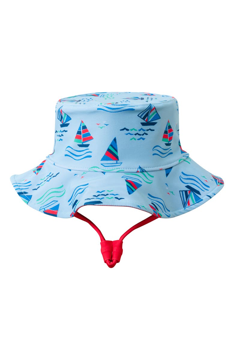 Andy & Evan Long Sleeve One-Piece Swimsuit & Sun Hat, Alternate, color, Navy