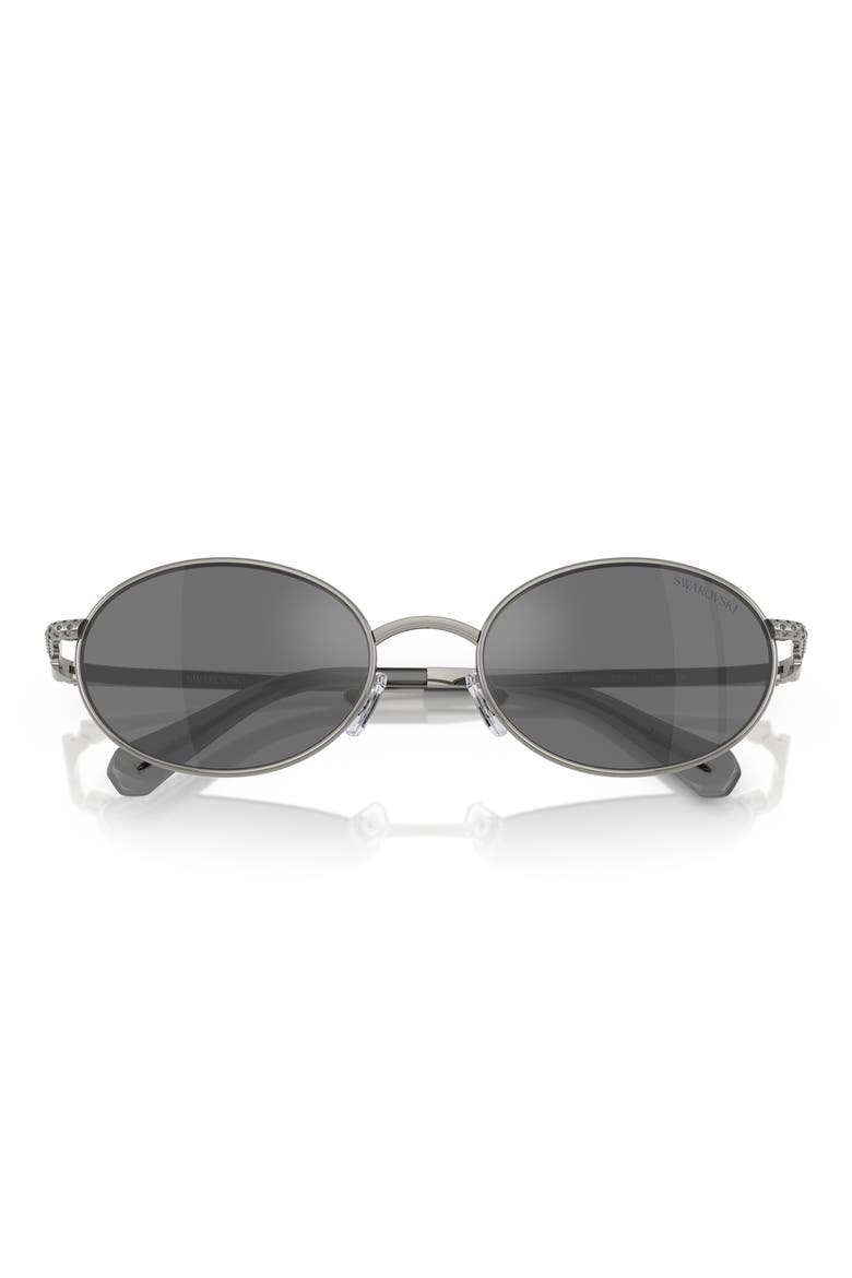 53mm Oval Sunglasses, Alternate, color, GUNMETAL / GREY MIRROR BLACK