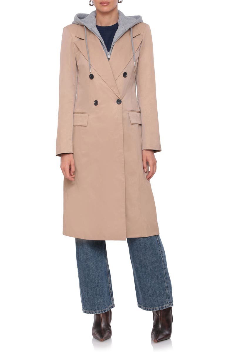 Avec Les Filles Hooded Double Breasted Trench Coat, Alternate, color, 