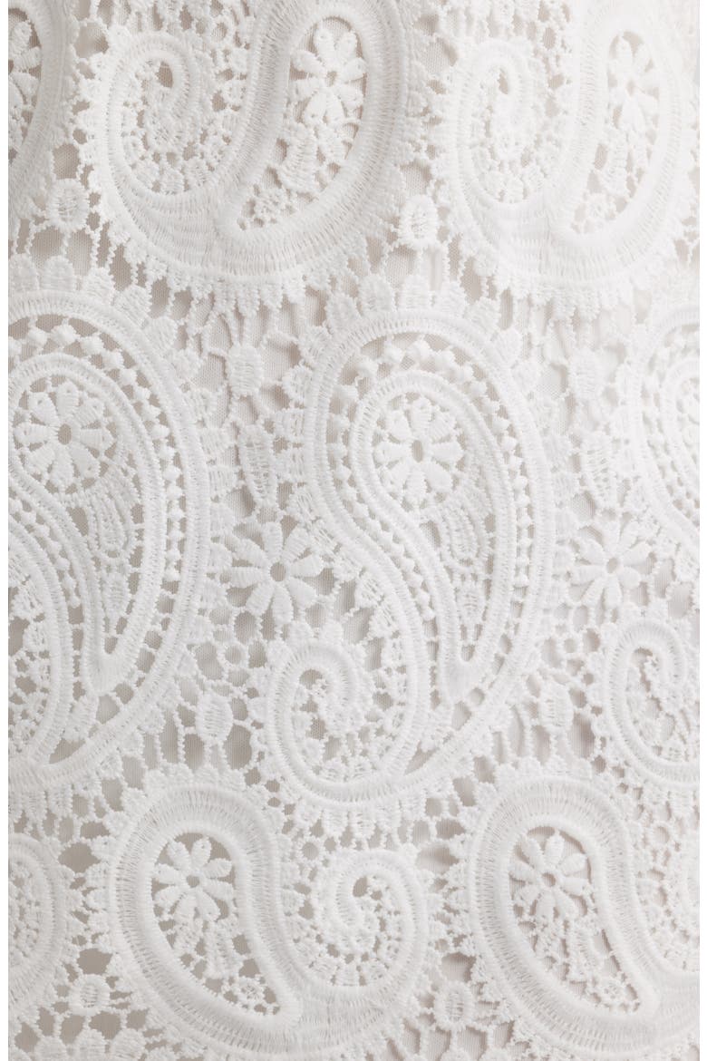 Paisley Lace Cap Sleeve Sheath Dress, Alternate, color, WHITE