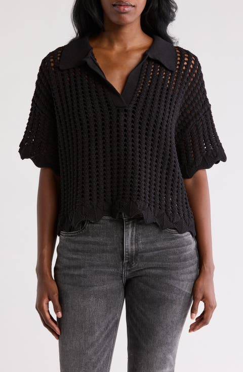 Pointelle Knit Polo