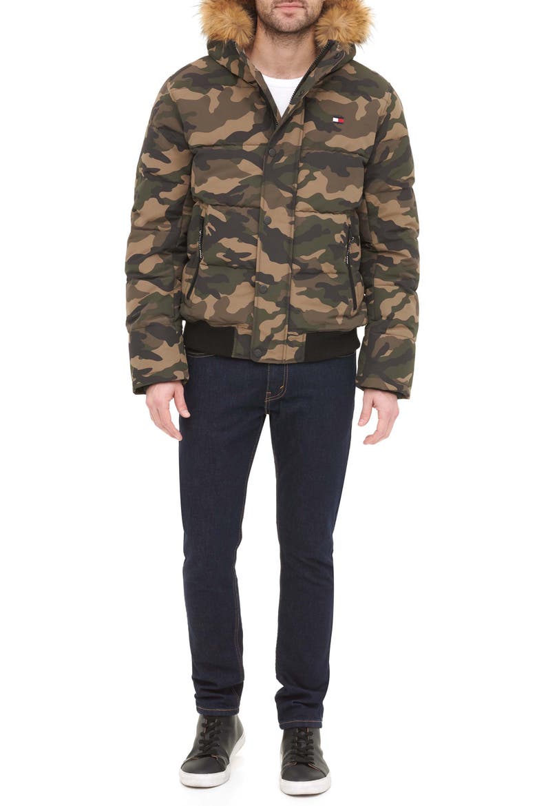 Arctic Snorkel Faux Fur Trim Bomber Jacket, Alternate, color, CAMOUFLAGE