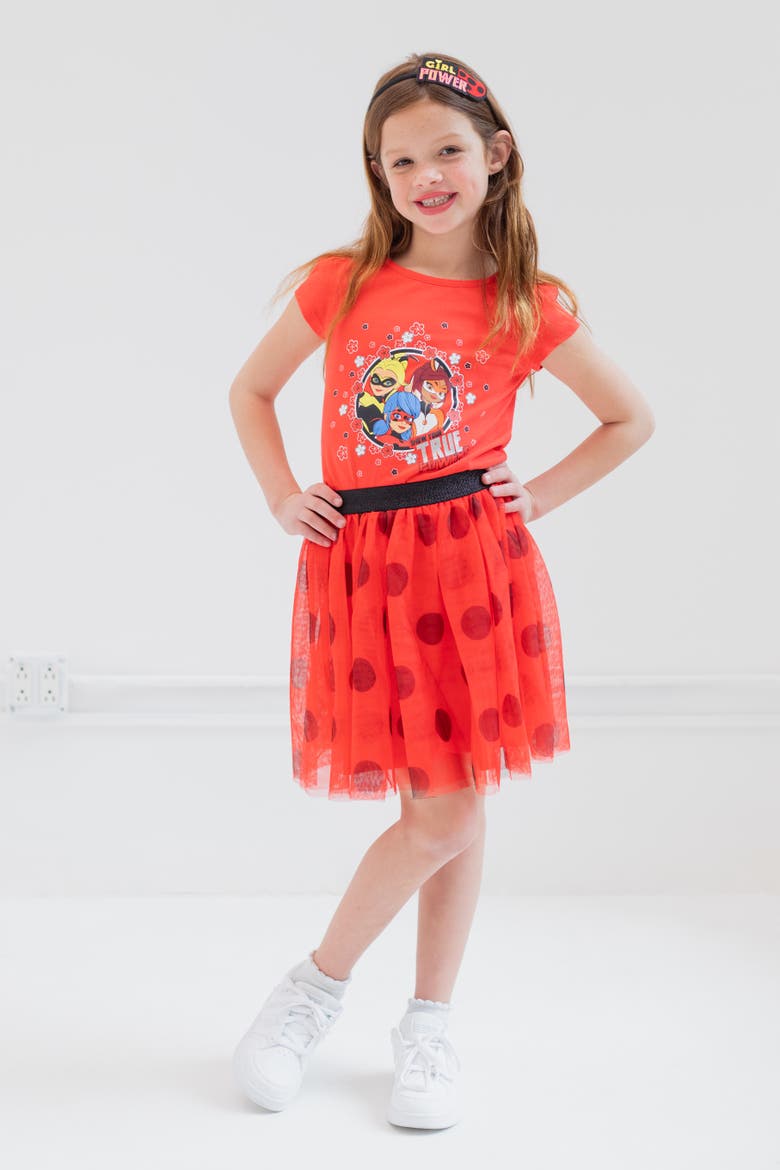 Cosplay T-Shirt and Tutu Skirt Set, Alternate, color, Ladybug Red