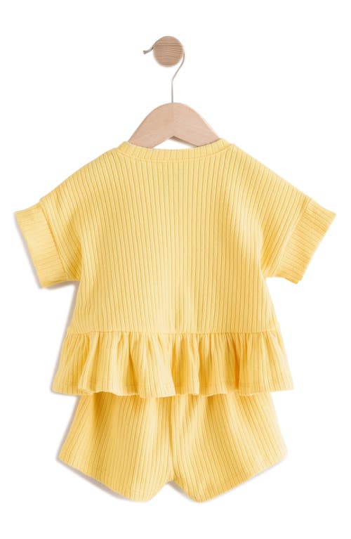 Next Kids' Peplum Cotton Rib T-shirt & Shorts Set In Yellow