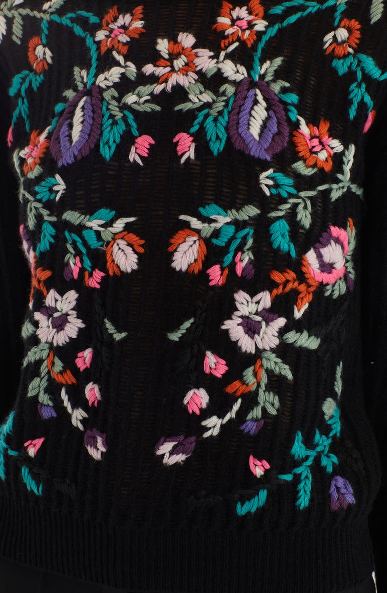 Valentino Garavani Valentino Floral Embroidered Virgin Wool Sweater, Alternate, color, 