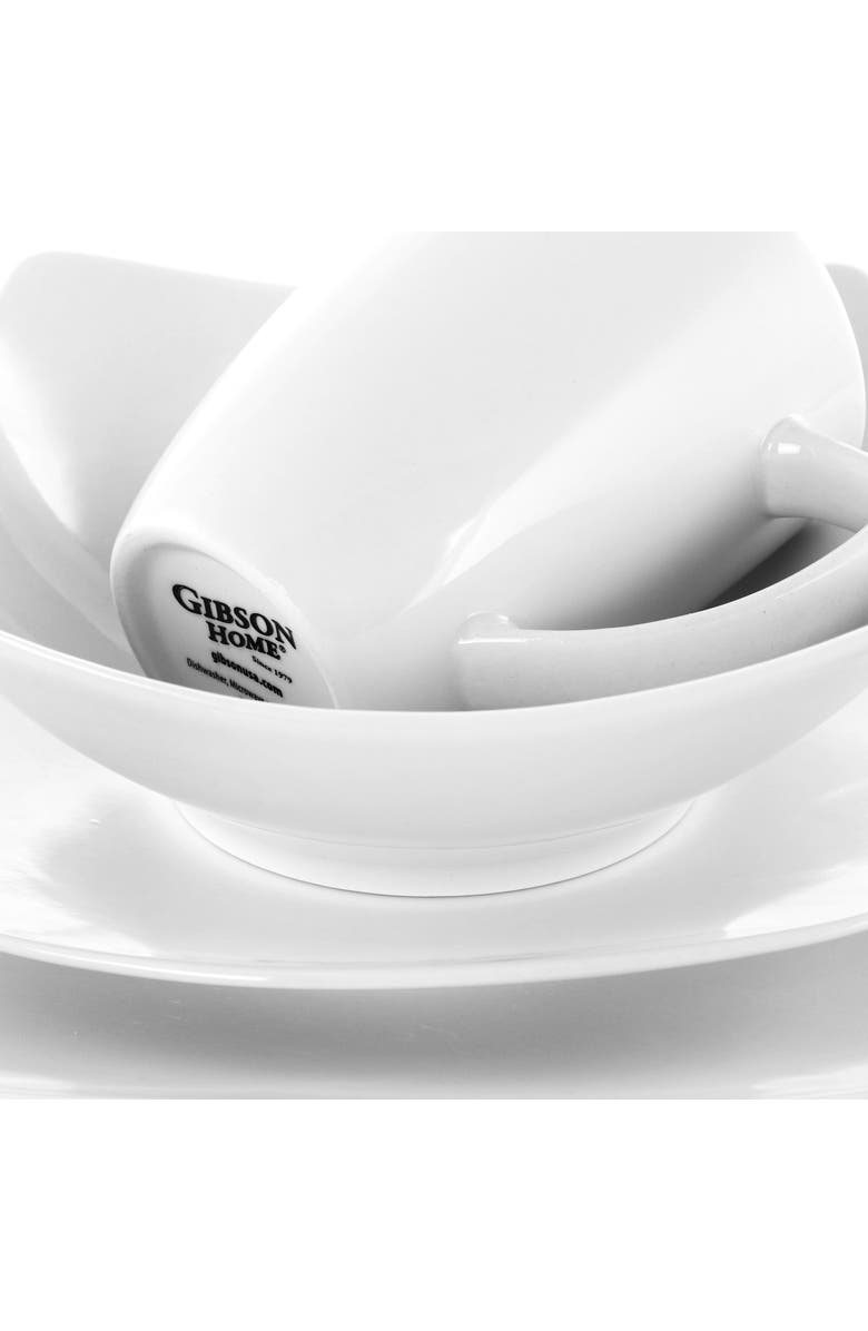 Gibson Zen Buffetware 16 piece Square Dinnerware Set, Alternate, color, White