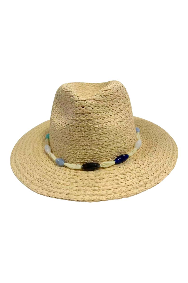 Beaded Trim Panama Hat, Main, color, NATURAL
