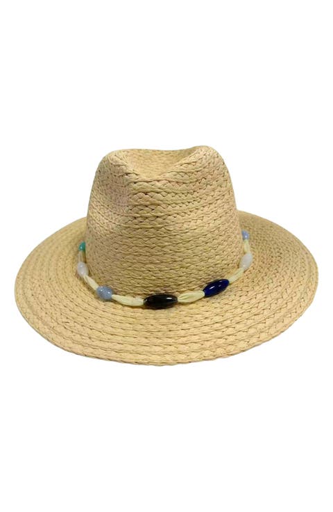 Beaded Trim Panama Hat
