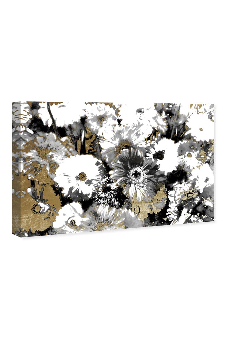Golden Floral Canvas Wall Art, Alternate, color, BLACK WHITE GOLD