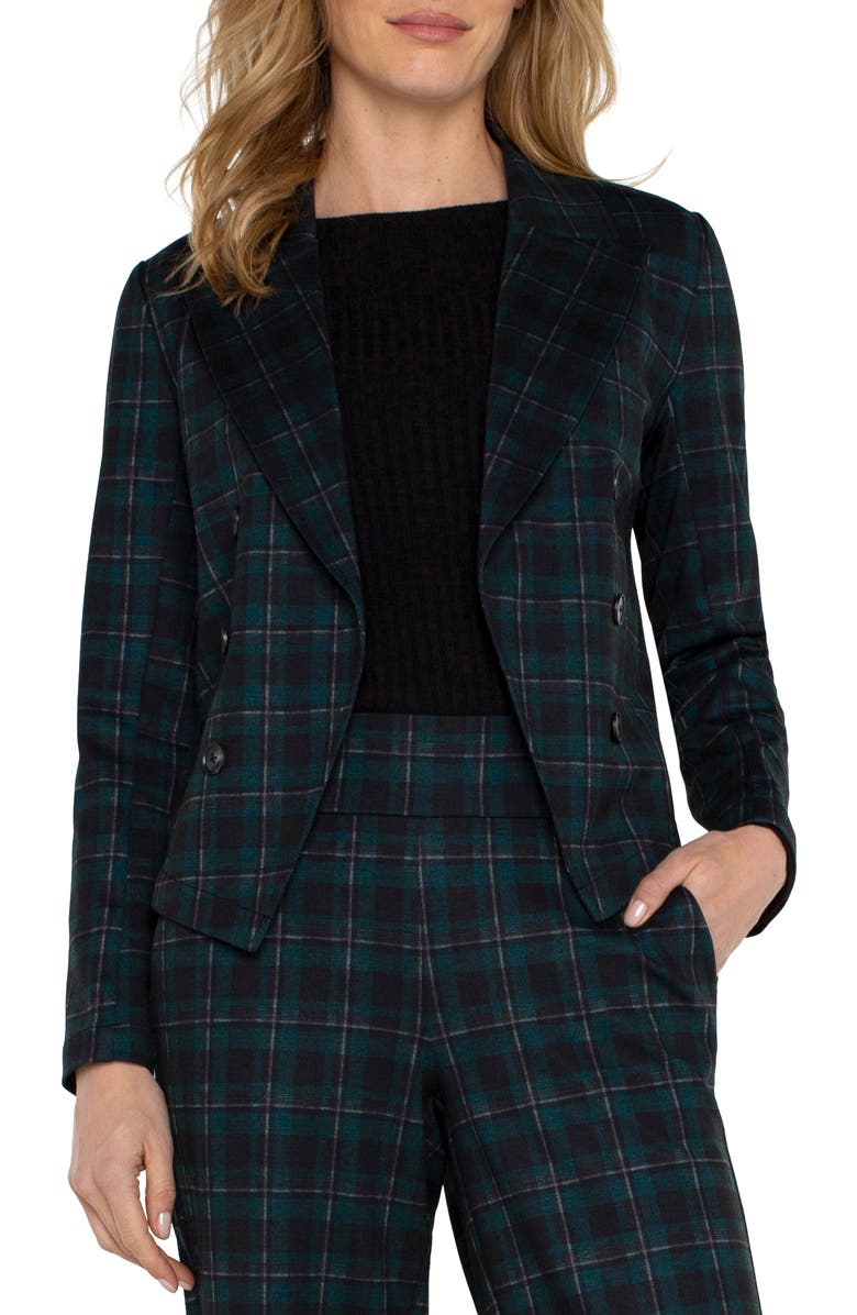 Liverpool Los Angeles Plaid Double Breasted Blazer, Main, color, 