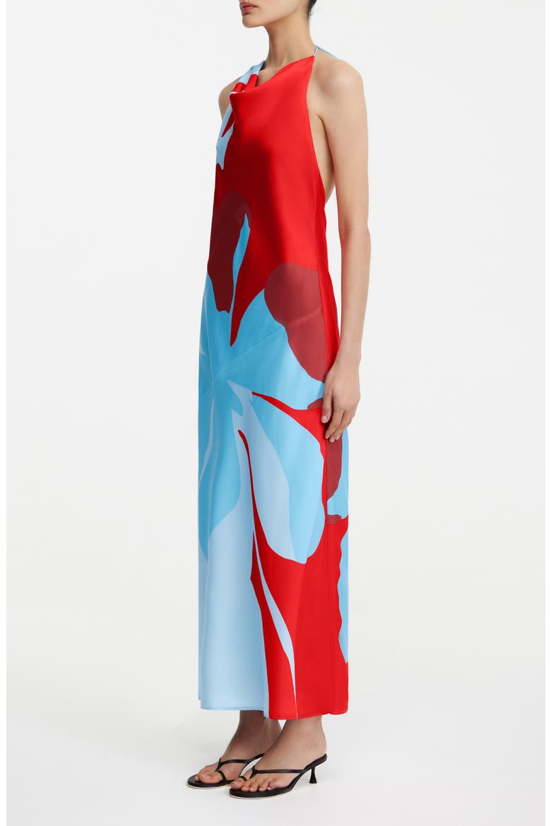 Katy Abstract Floral Halter Neck Maxi Dress, Alternate, color, CRIMSON STENCIL