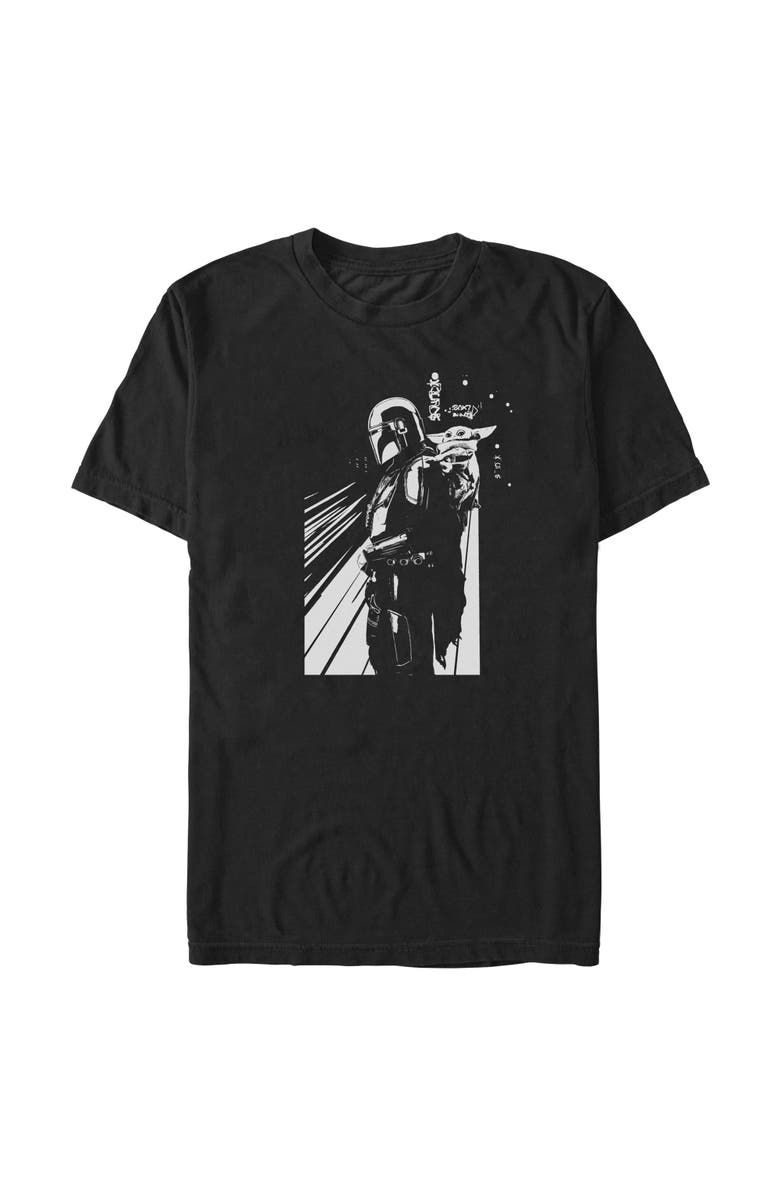 Star Wars: The Mandalorian and Grogu Men's Star Wars The Mandalorian and Grogu Cutest Duo Sketch  Graphic T-Shirt, Main, color, Black