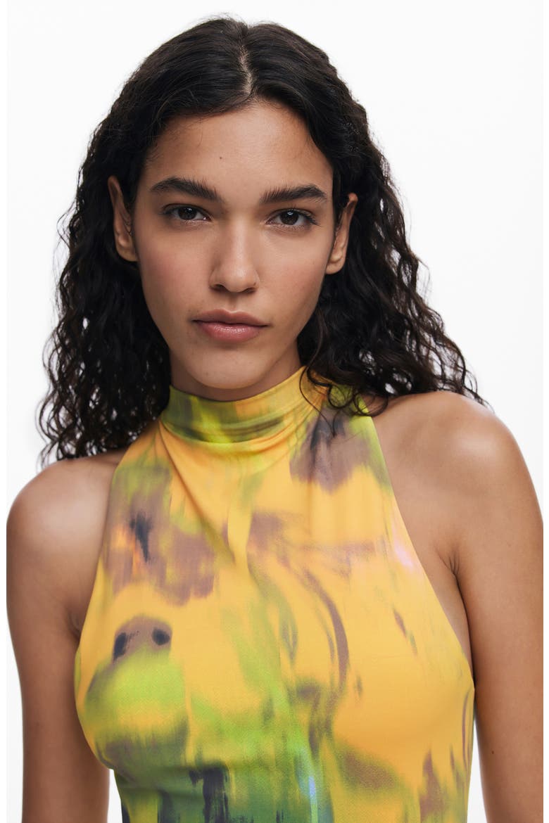 Printed Sleeveless Body-Con Minidress, Alternate, color, YELLOW