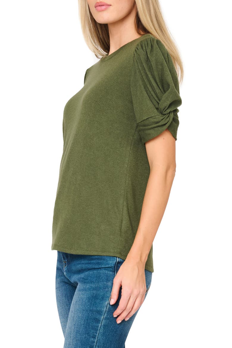 Twist Puff Sleeve Luxe T-Shirt, Alternate, color, MARTINI OLIVE